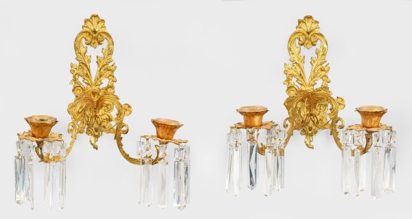 Paar Belle Epoque-Wandleuchter