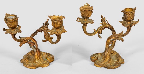 Paar kleine Leuchter im Rokoko-Stil